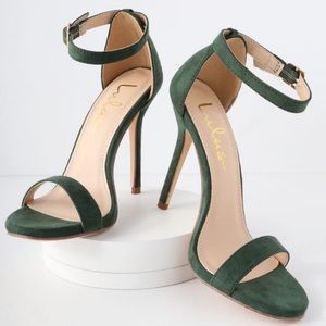 LULUS - ELSI FOREST GREEN SUEDE SINGLE STRAP HEELS